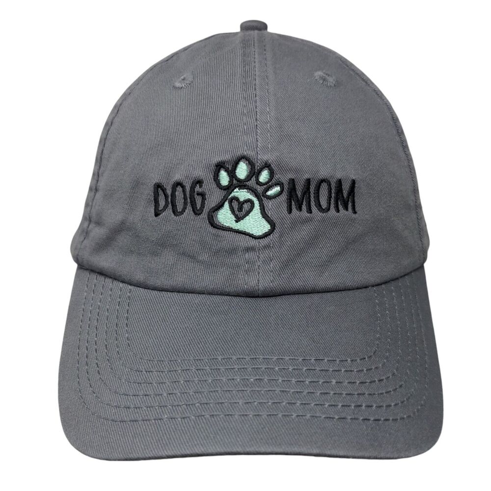 Dog Mom Slideback Hat Gray One Size Adjustable Embroidered Open Road